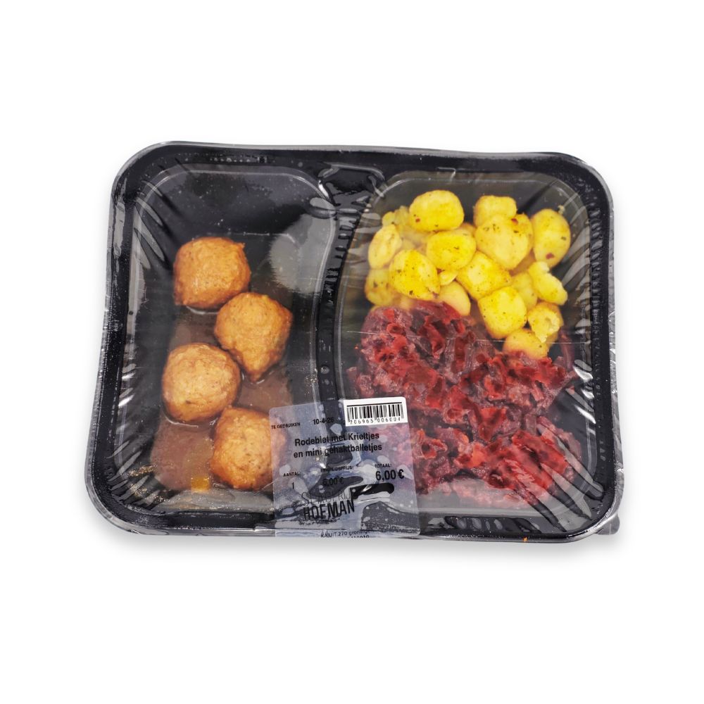 Rode biet met krieltjes en mini gehaktbal