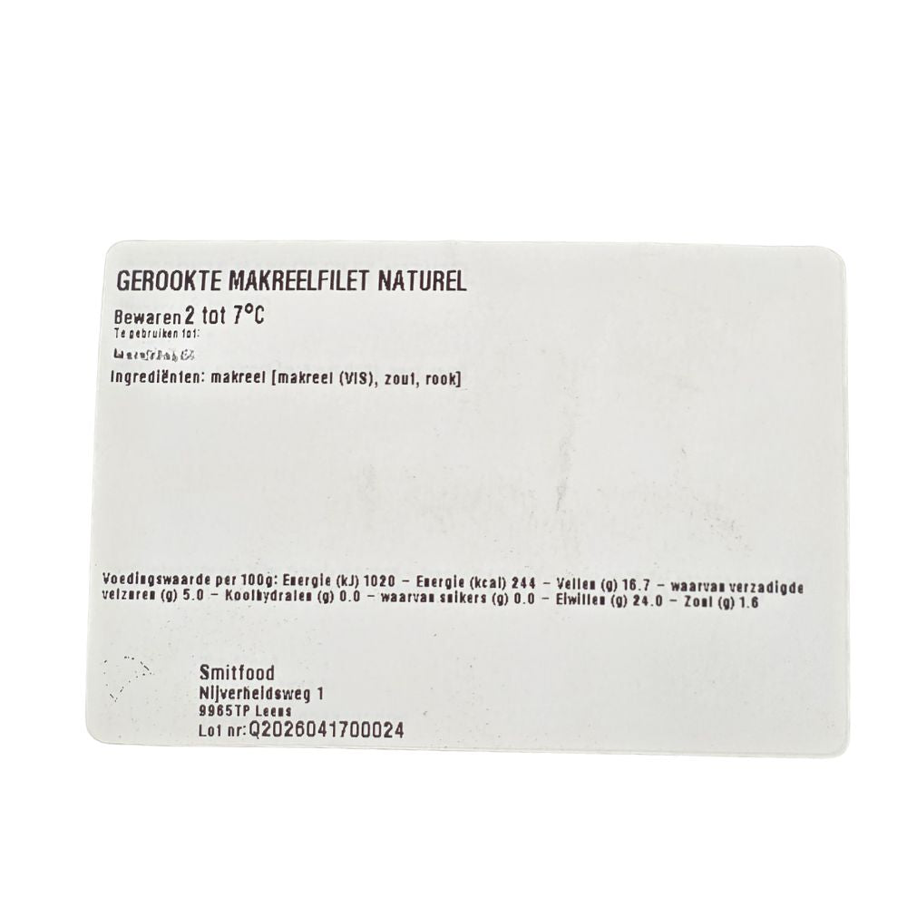 Gerookte Markreel filet naturel - ca. 125 gram
